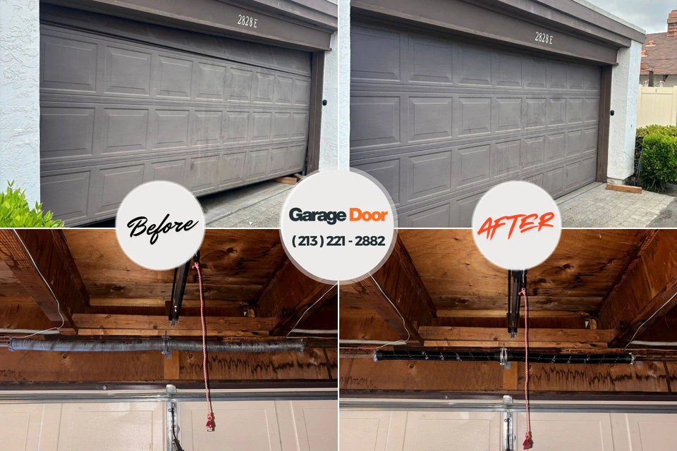 Before and after: garage door spring repair Holgate, OH
